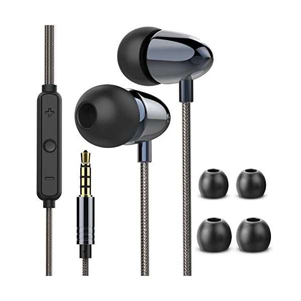 Earphones-Headphones-with-Mic-and-Volume-Control-In-Ear-Headphones-Earphones-Powerful-Bass-Sound-Wired-Earphones-with-Microphone-for-Samsung-and-Most-Smartphones-which-Support-Headphones-35mm-Jack Earphones Noise Isolating In Ear Headphones with Mic