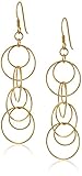 Sterling Silver with Yellow Gold Flashed Circle Link Drop Earrings