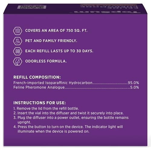 TopSum Cat Calming Pheromone Diffuser: Feline Pheromones Plug in for Stress, Alone At Home, Spraying, Fighting, Scratching, Aggression & Excessive Meowing (3 Diffusers + 3 Refills)