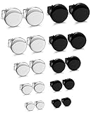 ORAZIO 10 Pairs Stainless Steel Mens Womens Stud Earrings Pierced Tunnel 2 Mixed Colors, 3-7MM