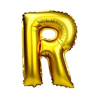 Glanzzeit 16 Inch Gold Balloons Decor Letters A to Z Numbers 0 to 9 for Wedding Prom Birthday Party (Letter R)