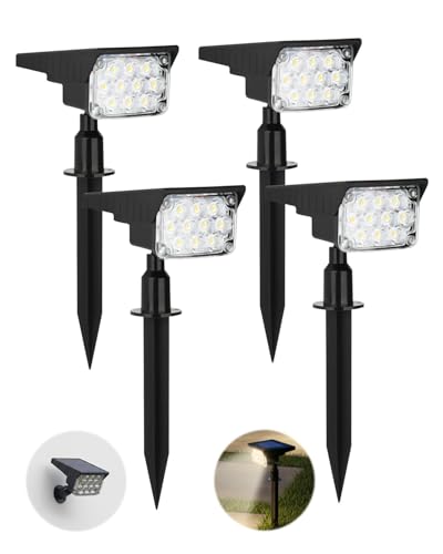 4 x Outdoor Solar Light with Motion Sensor, 40 LED 6000 K, 3 Modes, Solar Light Outdoor, 2 Installation Modes, IP44 Waterproof for Pathway, Lawn, Patio, Dusk at Dawn Function