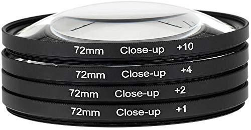 Yangers dslr camera close up macro lens filter kit set (+1,+2,+4,+10 magnification) with storage bag for Canon, Nikon, Sony, Pentax DSLR and Mirrorless cameras (72mm)
