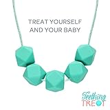 Baby Teething Necklace for Mom- 100% Safe Fashion Beads + Gift Box (Blue Turquoise)