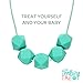 Baby Teething Necklace for Mom- 100% Safe Fashion Beads + Gift Box (Blue Turquoise)