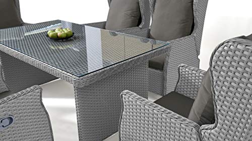 talfa Gartenmöbel Dining Set in Grau satiniert Chesta 6, eckig – Bild 7