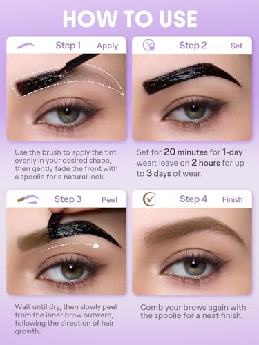 SHEGLAM Tint Lock Tattoo Peel Off Brow Gel – Long-Lasting Brow Tint, Waterproof & Smudge-Resistant, Shapes Defines & Fills Brows, Natural Semi-Permanent Eyebrow Gel Stain (Chocolate)