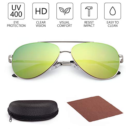 Aviator Sunglasses for Women, Designer Eyewear with Case, UV400 Protection, Non Polarized, Metal Frame, Eyewear for Driving Fishing Sports