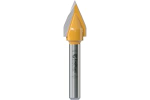 FivePears V Groove Router Bit 45 Degree 1/4 inch Shank, 1/2 inch Cutting Diameters, Carbide CNC Engraving V Router Bit for Signmaking, Lettering, Woodworking Door Carving