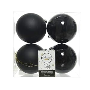 Kerstballen plastic glans-mat dia 10 cm zwart