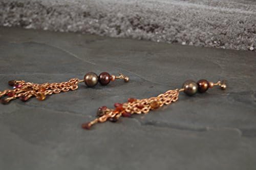 Tundra Flower Statement Chain Dangle Earrings- Rose Gold - Yellow Gold - Sapphire - Pearl