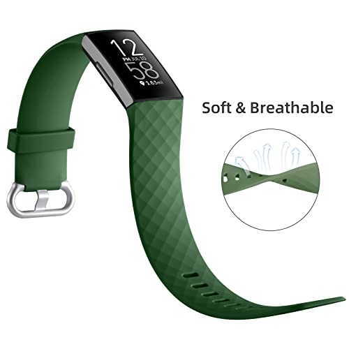 Wepro 3-Pack Waterproof Replacement Bands For Fitbit Charge 4/Charge 3 - Large, Black, Olive Green, Navy Blue - View #8
