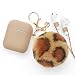 Airpods Case - BlUEWIND Drop Proof Air Pods Protective Pom Pom Keychain Case Cover Silicone Skin for Apple Airpods 2 & 1 Charging Case, Cute Fur Ball Airpods Key (Khaki case with leopard&nbsp;print pompom)