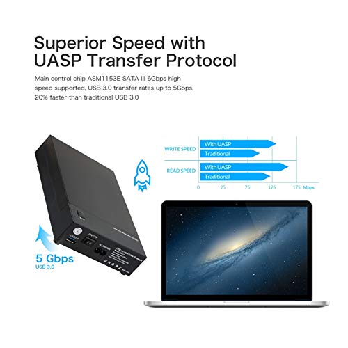 CMDZSW USB 3.0 2.5" 3.5" SATA 5Gbps Hard Drive schijf behuizing Externe SSD HDD Disk Case Ondersteuning UASP Box 8TB Schijven OTB Caddy Case (Color : EU PLUG) - Image 5