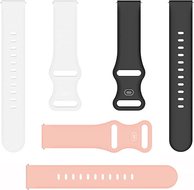 Compatible for SoundPEATS Smart Watch band, onetuo Soft Waterproof and Durable Silicone Sport Strap, Adjustable Replacement Wristbands for SoundPEATS Smart Watch Fitness Tracker (Black+White+Pink)