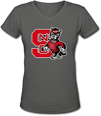 Dalef Women's N.C. State Wolfpack 7 Hip Pop V Neck T Shirt Size XL US DeepHeather