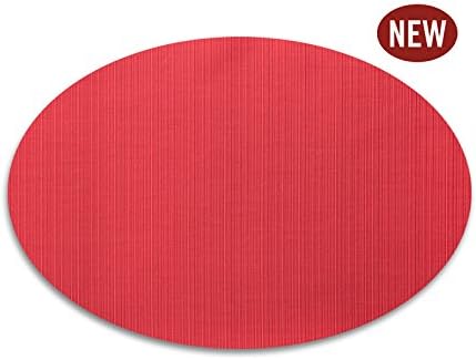 Red Vinyl Placemats Oval Table Mats Washable Wipe Off Solid Red Set of 4 13 x 18