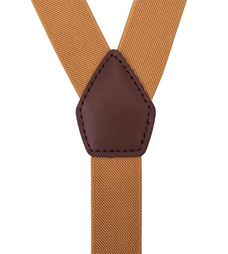 ORSKY Mens' Bow Tie and Suspenders Adjustable Elastic 47 Inches Mustard Yellow - Thumbnail 2