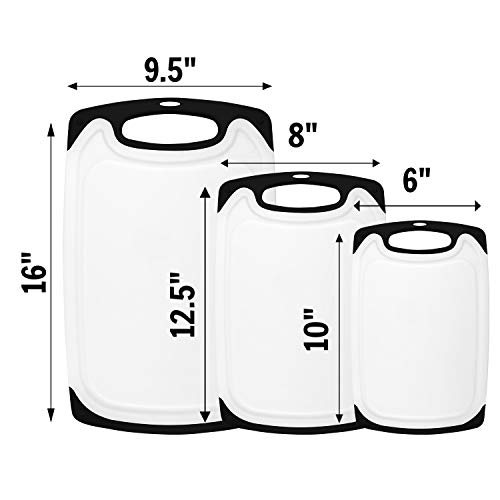 HOMWE Kitchen Cutting Board (3-Piece Set) | Juice Grooves w/Easy-Grip Handles | BPA-Free, Non-Porous - //medicalbooks.filipinodoctors.org
