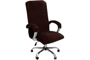 ITFRO 3 Piece Office Chair Cover with Armrest Covers Velvet Computer Desk Chair Cover with Zipper Universal Rotating Gaming Chair Slipcover High Back Chair Seat Protector (Brown)