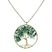 AeraVida Green Quartz Stone Eternal Tree of Life Brass Beads Long Necklace
