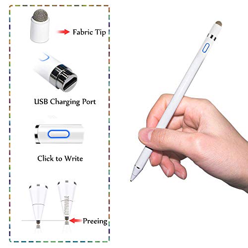 Active Stylus Digital Pen for Touch Screens, AHNR Stylus Touch Screen Pens Fine Point Active Smart Digital Pencil for iPad and Most Tablet with Fine Point Rubber Tips