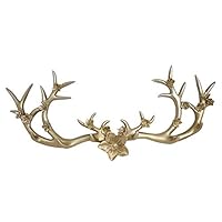 Xyanzi Coat Racks Antlers Wall Hooks,Hanger Animal Shaped Coat Hat Hook for Hanging Hat Scarf Bag Key Clothes Bathroom Kitchen Towel Holder Christmas Reindeer Hanger (Color : Gold)