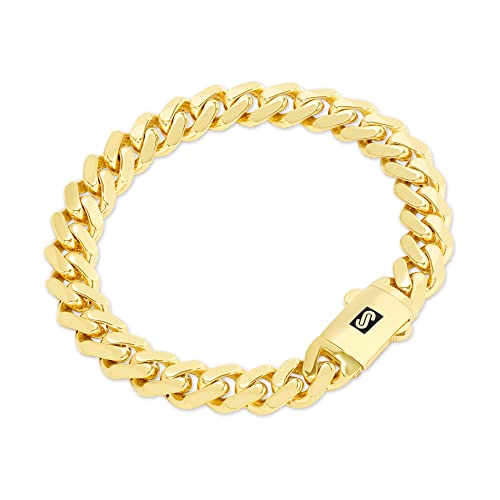 Nuragold 10k Real Yellow Gold Royal Monaco 9mm Miami Cuban Link Bracelet (6