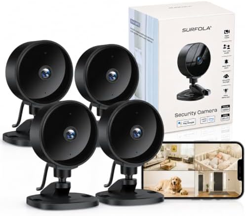 Überwachungskamera für den Innenbereich, 1080P, Überwachungskamera, Haussicherheit, Bewegungs-/Tonerkennung, Heimsicherheitskamera, 2-Wege-Audio, Nachtsicht, Alarm, SD und Cloud, 4er-Pack