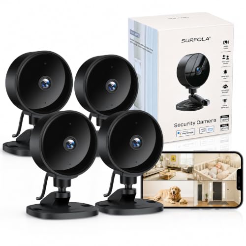 Überwachungskamera für den Innenbereich, 1080P, Überwachungskamera, Haussicherheit, Bewegungs-/Tonerkennung, Heimsicherheitskamera, 2-Wege-Audio, Nachtsicht, Alarm, SD und Cloud, 4er-Pack