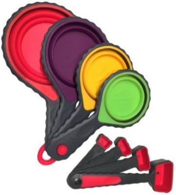 Collapsible Measuring Cups and Measuring Spoons - Portable Food Grade Silicone for Liquid & Dry Measuring