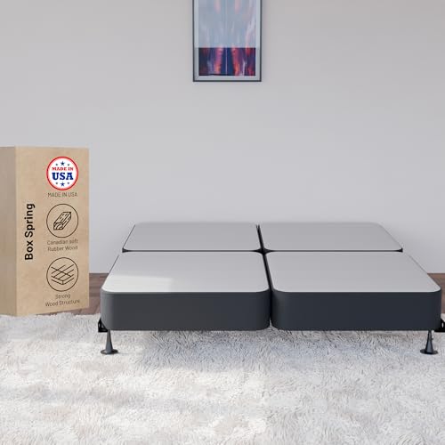 Greaton, 4-Inch Sturdy Wood Box Spring for Mattress Support - Durable and Fully…