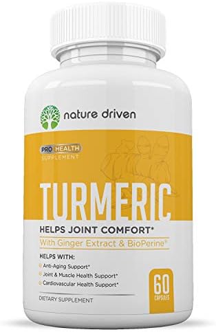 Nature Driven Turmeric Curcumin Supplement with Bioperine and Ginger - 95% Curcuminoids - Best Vegan Joint and Anti Inflammatory Relief - 1950mg per Dose - Veggie Caps 30 Day Supply