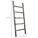 MyGift 5-Tier Blanket Ladder, 48 Inch Wooden Quilt Towel Holder Rack, Decorative Ladder Shelf for Living Room Bathroom Home Decor, Easy Assembly, Rustic Farmhouse Torched Wood