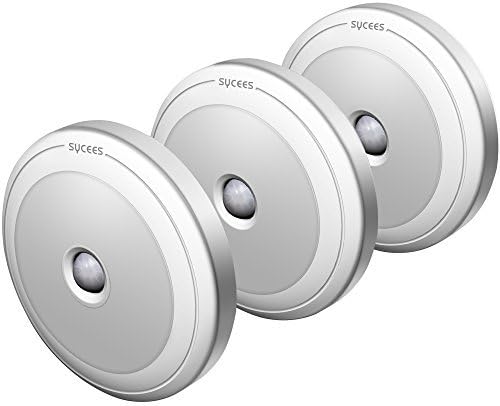 Sycees Motion Sensor LED Night Light, Battery Operated, Stick on Anywhere, Daylight White, 3-Pack