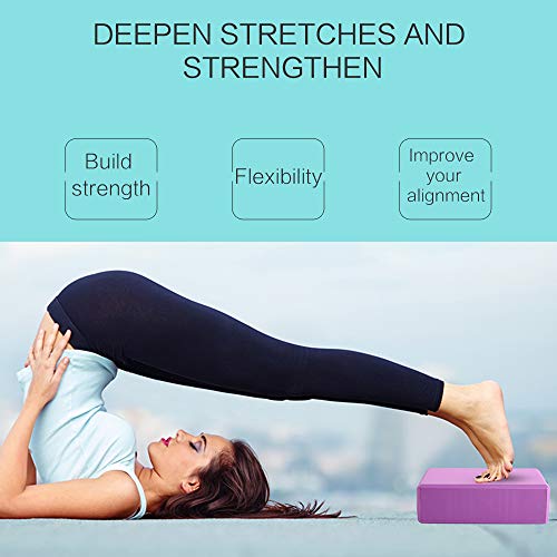Yogaer Yoga Blocks 2 Pack, Exercise Block with Light Weight Foam Improve Balance and Flexibility for Yoga Pilates and Meditation (Purple, 369-2pc)