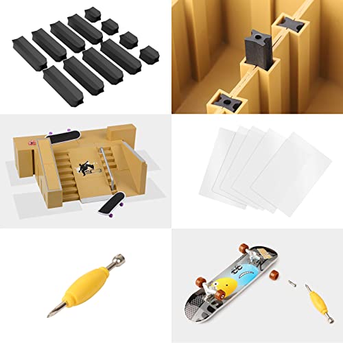 DaCool Skate Park Kit 16Pcs Fingerboard Ramp Decks Finger Skateboards Swing Board Mini Finger