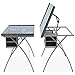 Best Choice Products Modern Adjustable Drafting Table w/Drawers, Glass Top, and Removable Side Trays - Silver