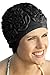 Retro Bathing Caps for Women: Floral Molded Swim Cap Black