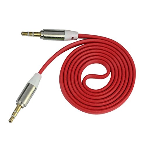 ABCÂ® 3.5mm Stereo Auxiliary Cable Male to Male Flat Audio Music Aux Cord (Red)