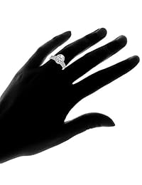 Juego de anillos de compromiso de plata de ley con circonita cúbica ovalada