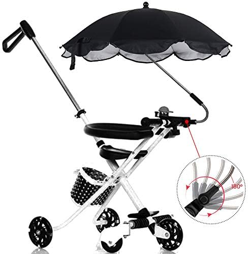 Ombrelle Poussette Universelle Anti Uv Parasol Bebe Confort Parapluie Landau Auvent Avec Support Amovible Noir