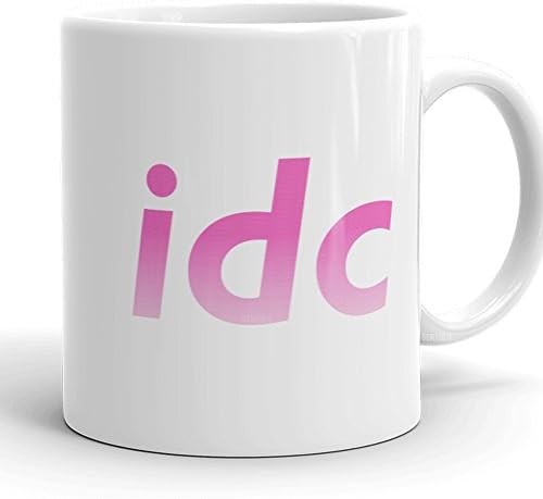 GENYOLO IDC I Don't Care Coffee Mug. 11 Ounce Pink Pastel Aesthetic Quote Mug (Pink and White, 11oz)