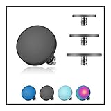 {4mm - Black} 316L Steel Over Titanium Anodized Internally Threaded Flat Disc Dermal Top (Sold Ind.)