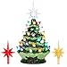 Best Choice Products 9.5in Pre-Lit Hand-Painted Ceramic Tabletop Christmas Tree Holiday Decor w/Multicolored Lights, 3 Star Toppers - Green