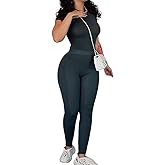 YETOWA Women Casual Workout Sets 3 Pieces Lounge Wear Yoga Outfits Short Sleeve Ribbed Top Elastic High Waist Leggings