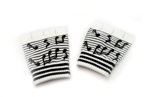 Music Treasures Co. Fingerless Music Gloves _White Staff