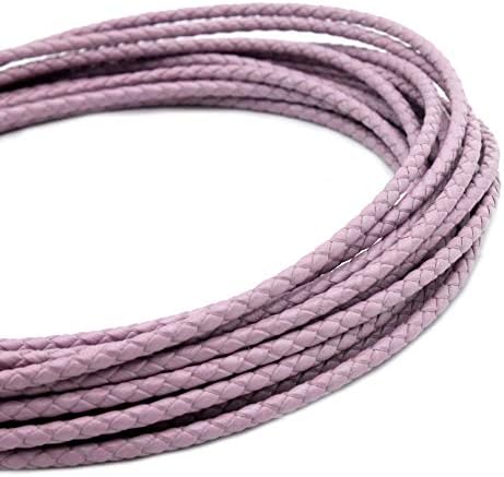 AaaZee 5 Yards 3mm Leather Bolo Cord for Necklace Bracelet Making Woven Braided Leather Strap for Jewelry Beading Dull Pink