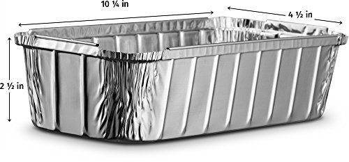 Propack Aluminum Disposable Rectangle 3 Pound Loaf Pans For Serving, Baking, Cooking, Roasting, Broiling, Cakes, 10.5'' x 5'' x 2.5'' Pack of 30 - Thumbnail 2