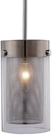 Liveditor Lighting Y4059-WM, Clear Glass Shade Pendant Light, Chrome Kitchen Island Lamp